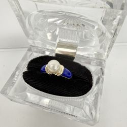 14k Pearl & Lapis Ring