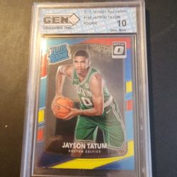 Jayson Tatum Rookie GEM 10 Optic Rated Rookie Red/Yellow