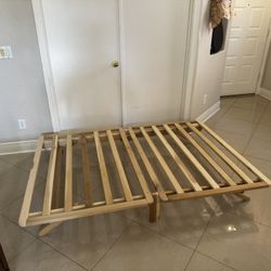 Folding wood bed frame 