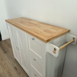 Portable Kitchen Island With Wood Top 
