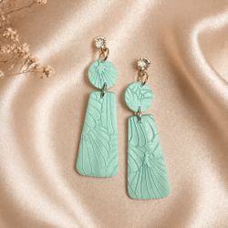 Textured Blue Handmade Polymer Clay Earrings