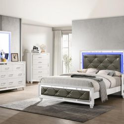 White LED Queen Bedroom Set 