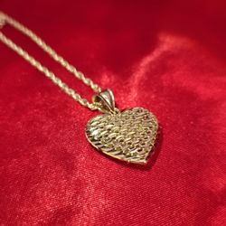 10k Gold Roop Chain & Heart Shaped Pendant 