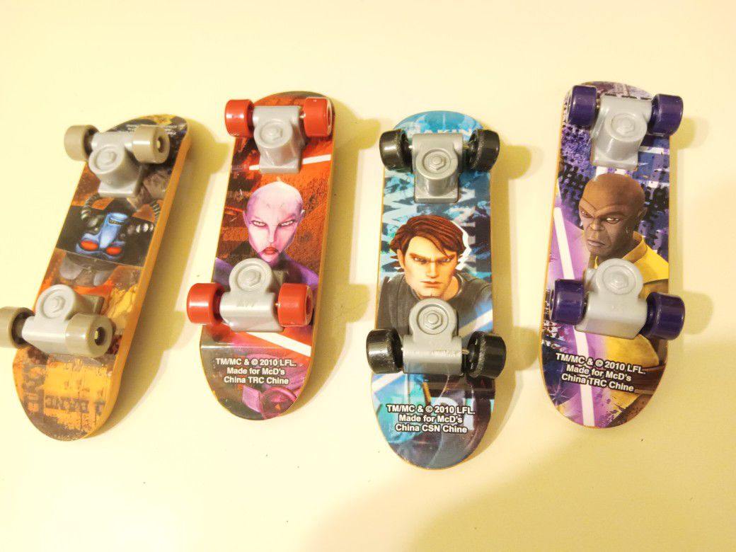Lot Of Four McDonald's 2010 Clone Wars Skateboards