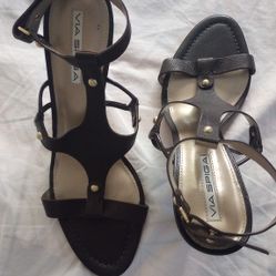 High - Heeled Anklestrap Sandals In Dark Brown Leather. Via Spiga Brand 