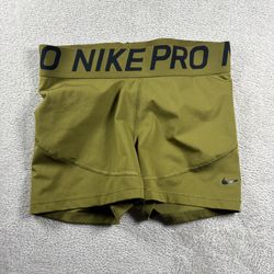 Nike Pro Dri-Fit Compression Shorts Women’s Size M Olive Green Athletic Gym #3A