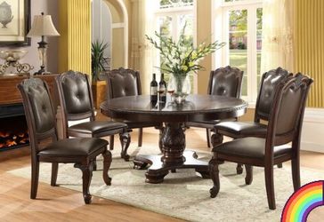 $39 down payment- Kiera Brown Round Dining Set | 2150