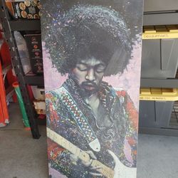 Jimi Hendrix 2 by 4 foot tall art piece in good condition