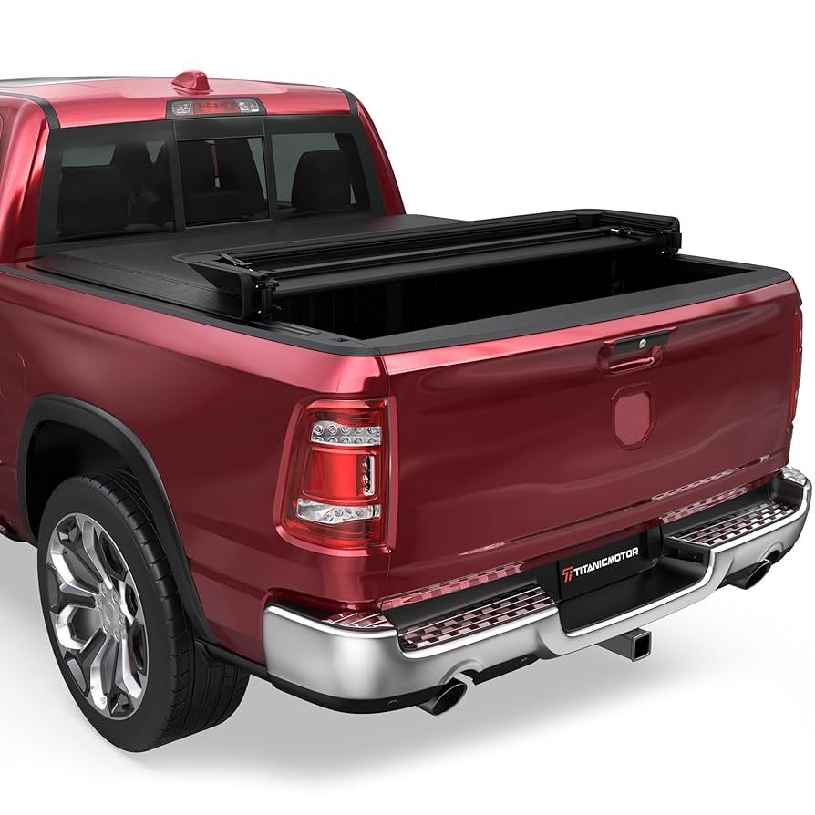 Soft Quad Truck Bed Tonneau Cover Compatible for 2002-2024 2025 Dodge Ram 1500 Fleetside Without Ram Box 4-Fold 6.4FT 76Inch