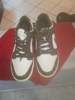 Nike Dunk Low White and Olive Sneakers