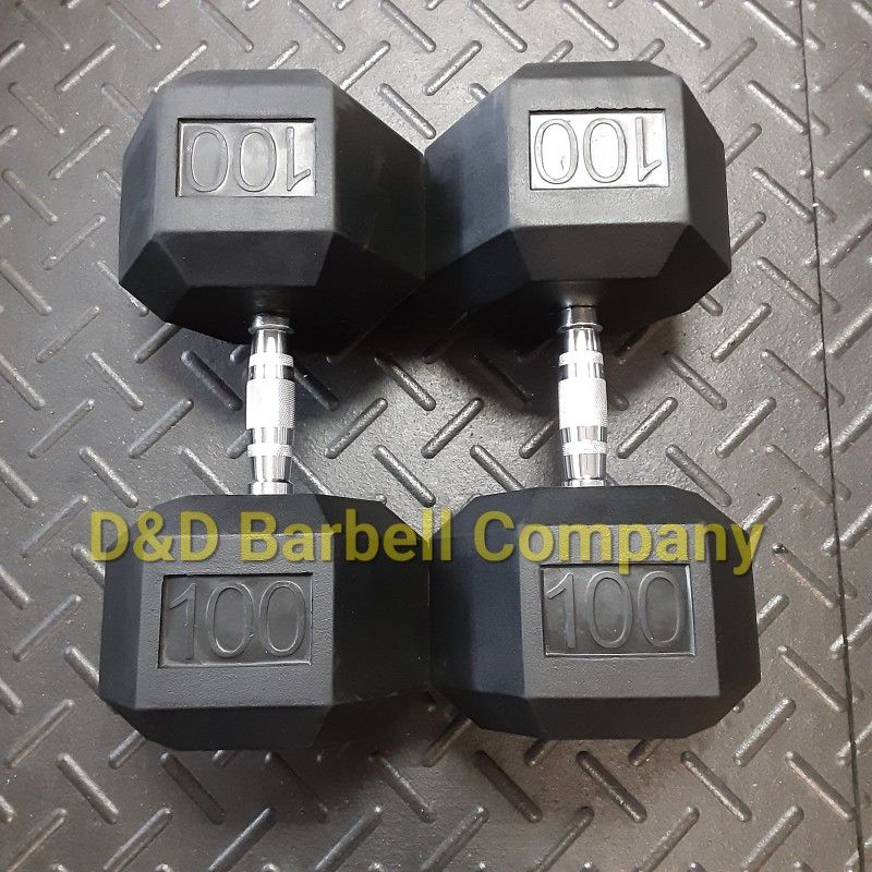 NEW 100lb Rubber Hex Dumbbells. Other Sizes Available. Weights Kettlebells Gym Equipment in Stock!