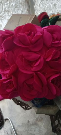 Hot Pink Rose Textured Throw Pillow