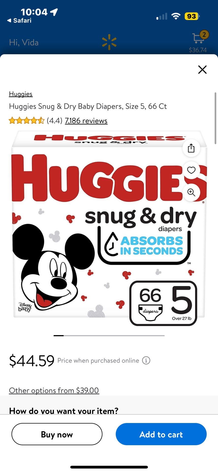 Huggies Snug & Dry Baby Diapers, Size 5, 66 Ct