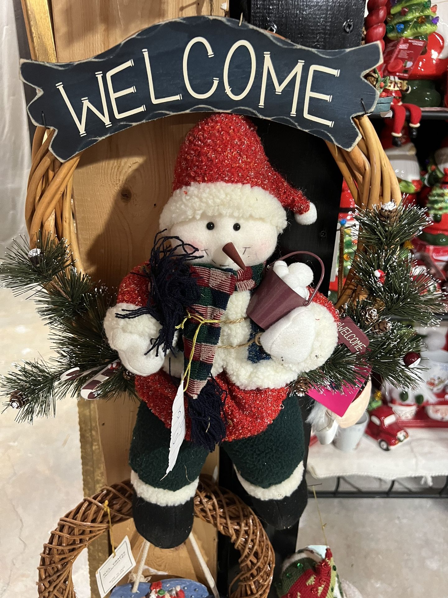 Antique Snow Man Door Wreath