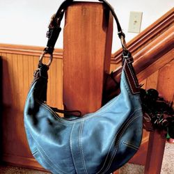 Vintage Coach Hobo Bag In Teal