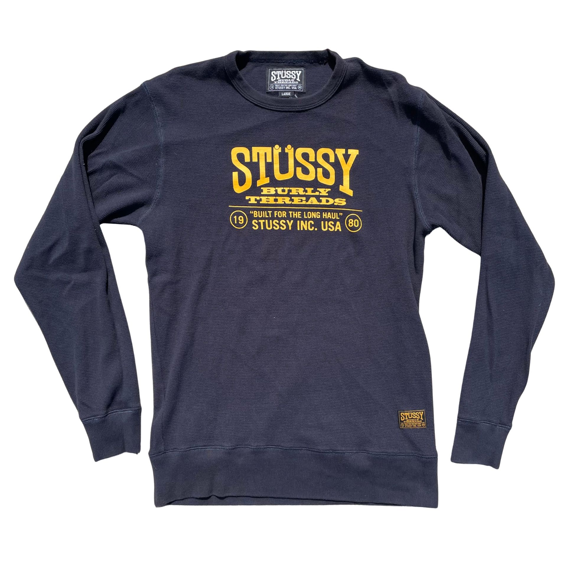 Stussy Burly Threads Thermal Long Sleeve Shirt Size Large