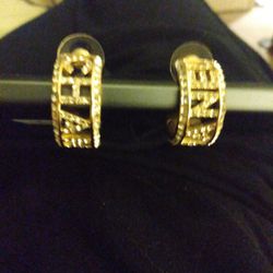 Designer Cc Hoop Crystal Earrings Gold Diamond Set