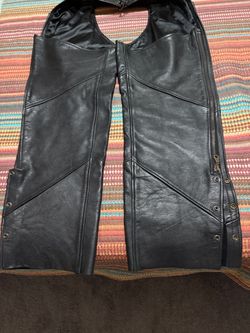 Black Leather Motorcycle Chaps