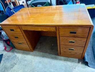 Vintage Solid Oak Executive Desk