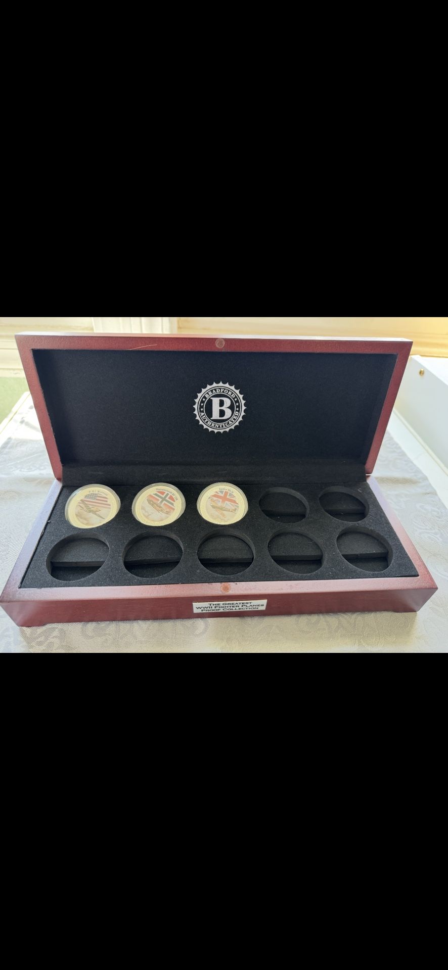 BRADFORD EXCHANGE: Greatest WWII Fighter Planes, Proof, 99.9% silver plated, 3/10