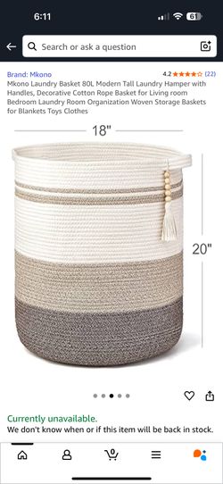 Cotton Laundry Basket/ Storage (15 Available)