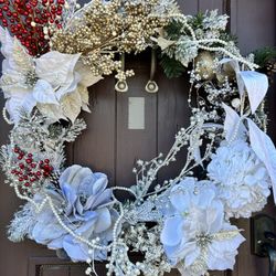 Here’s A Beautiful Hand Crafted Wreath With An Assortment Of Silk Flowers That Can Last A Lifetime! 