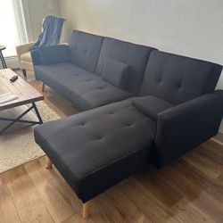 Black Sectional Couch Futon Style