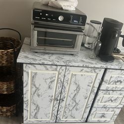 Marble-Pattern Kitchen Storage Cabinet 