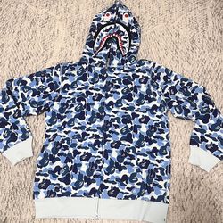 BAPE Hoodie ABC Camo Blue Shark Hoodie