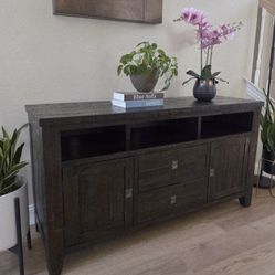 Jofran Hardwood 60" Entertainment Console Cabinet Sideboard 