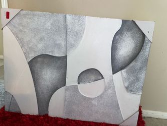 Brand New Modern Abstract Canvas Wall Art – Gray & White Textured Painting