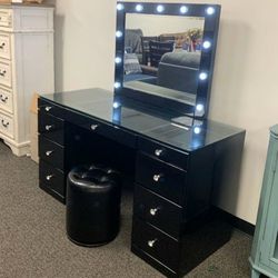 Avery Vanity & Top W/Led Black