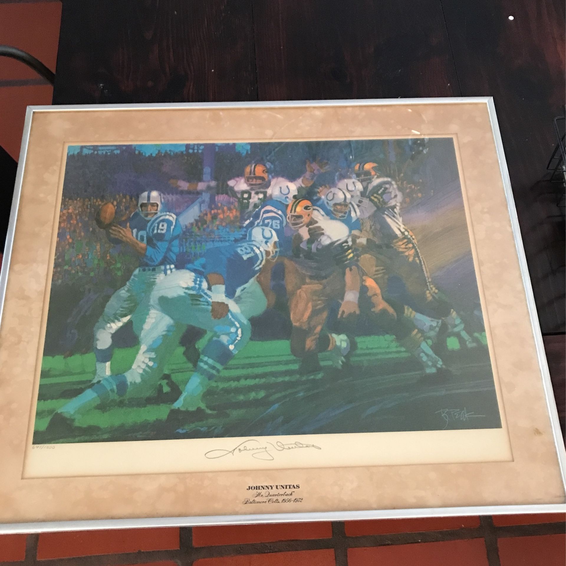 Rare Baltimore Colts Johnny Unitas Signed Print