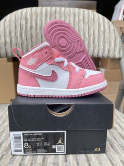 Jordan 1 mid pink td size 6c/7c/8c/9c