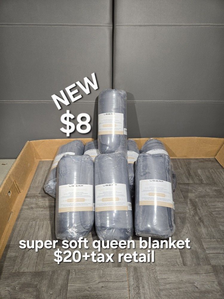 New Super Soft Queen Blanket $20+tax Retail Each