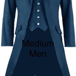 Steampunk Blue Pirate Coattail Jacket Goth Men Medium Costume Cosplay 