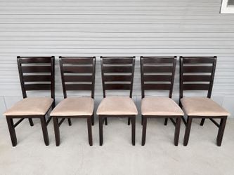 5 Dark Brown Wood Chairs