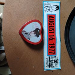 Elvis Aaron Presley 1977 Bumper Sticker And A  Valentine Small Tin During His IS Navy Days