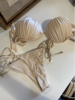 Calzedonia Push Up Swimsuit Shiny Satin + Thong Bottoms