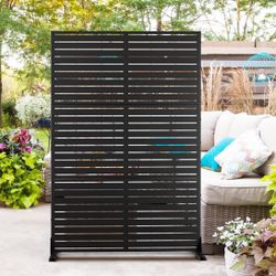 Metal Privacy Screen Outdoor 72" H×47" W,Freestanding Decorative Privacy Screen