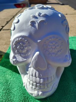 4 Unfinished Day Of The Dead Ceramic Skulls 