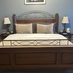 Cherry Wood King Bed Frame And Dresser 