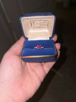 1940s Ruby Engagement Ring with Diamond Accents