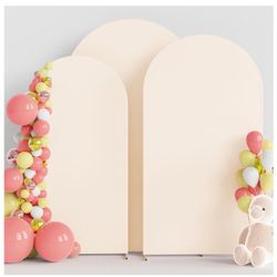 Arch Backdrop Cover Beige Arch Covers Strethy Backdrop Set of 3 - 7.2FT, 6.6FT, 6FT Spandex Fitted