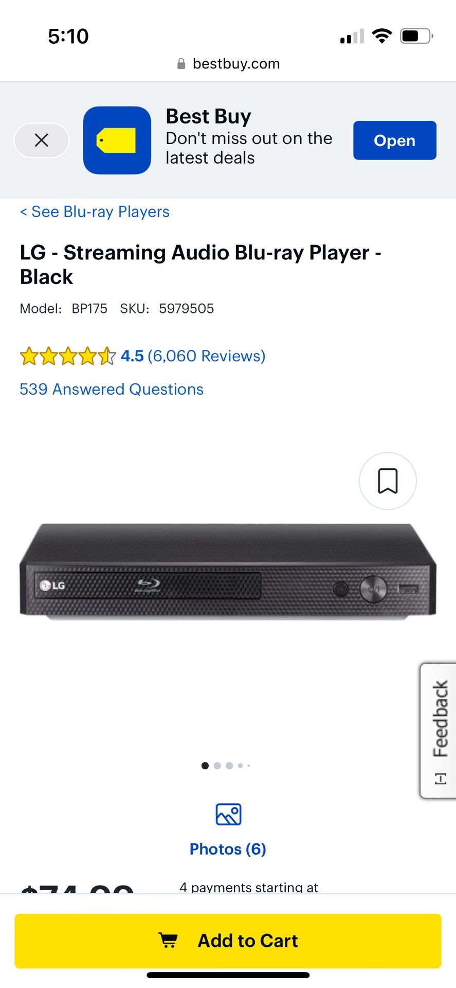 LG Blue-Ray Disc Player Wi-fi Enabled