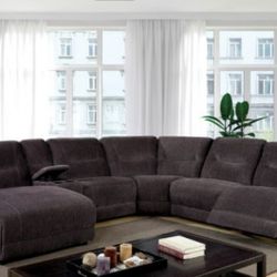 Brand New Plush Grey Reclining Sectional Sofa
