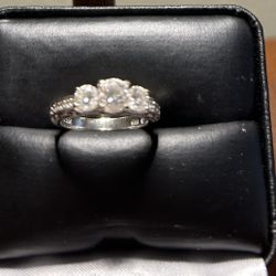 14K White Gold Diamond Three-Stone Cathedral Ring (Size 6) – Appraised at $6,800 – Asking $1,800 OBO