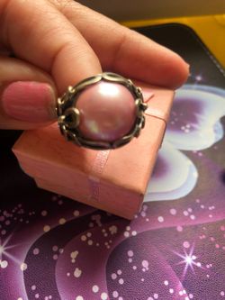 925 sterling silver Mabe pearl ring size 9