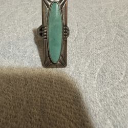 Tom Baldwin Vintage Native American Turquoise Sterling Silver Ring Size 5