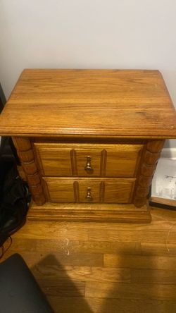 Wood Nightstand with Two Drawers